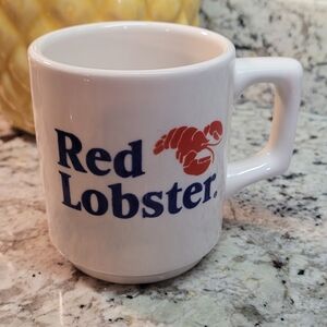 Vintage 🦞 Red Lobster mug white
